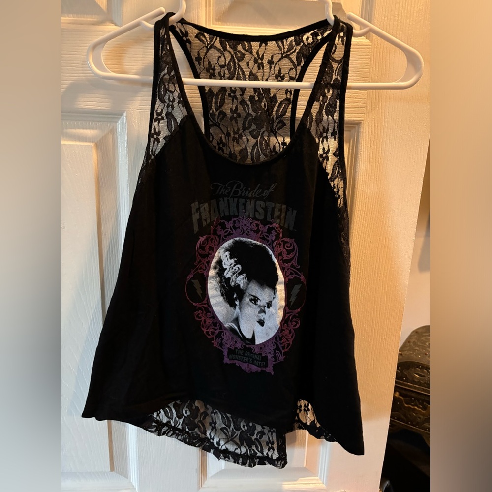 Bride of Frankenstein, flowing lace tank top